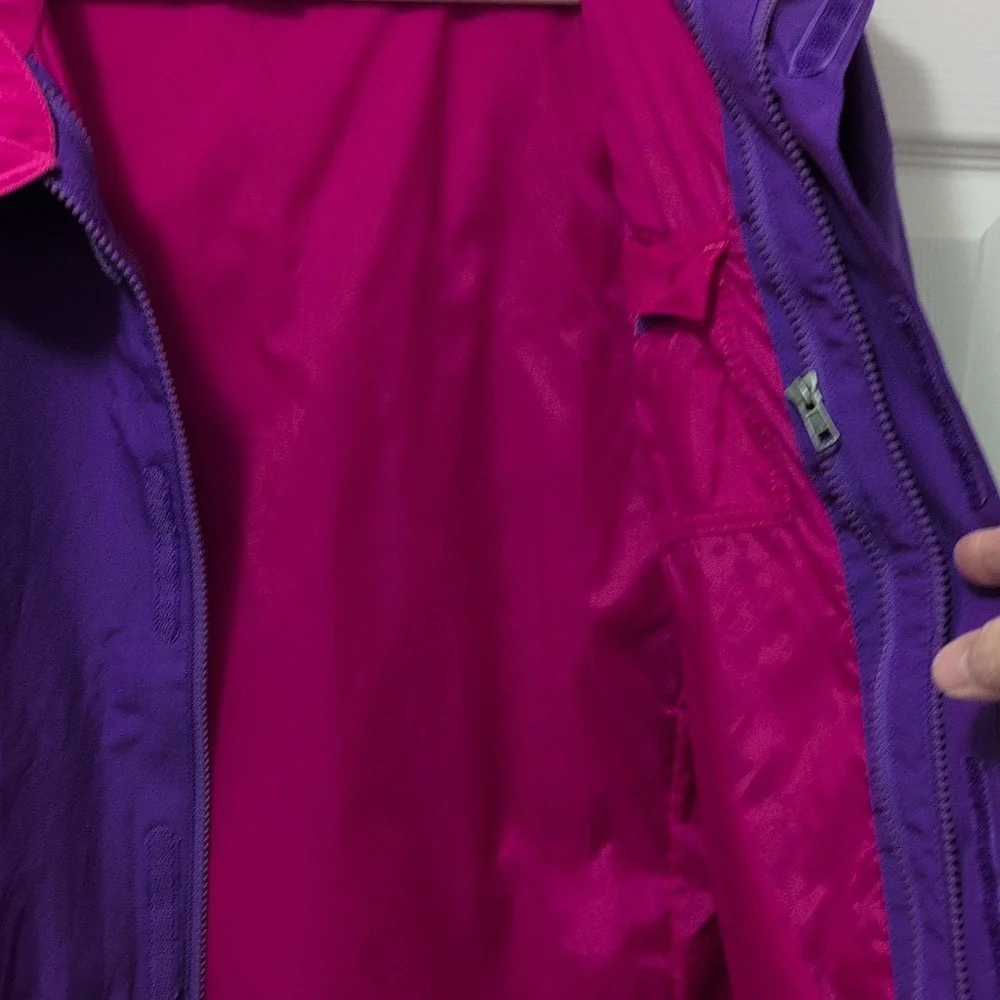 North Face Kids' Purple Raincoat/Ski Jacket with Pink/White Highlights - Picture 8 of 9